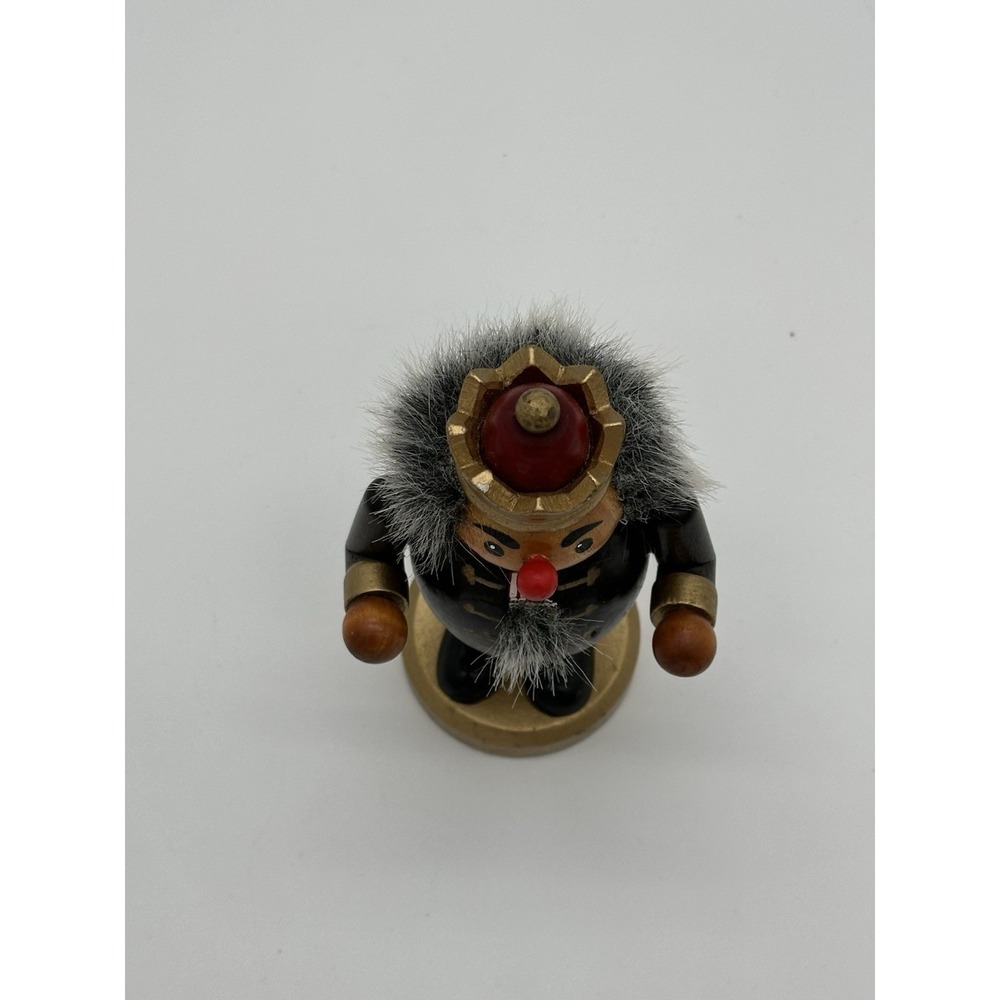 Wooden King Nutcracker Figurine w/ Faux Fur Hair, Christmas Decor, 5 in - Picture 5 of 9